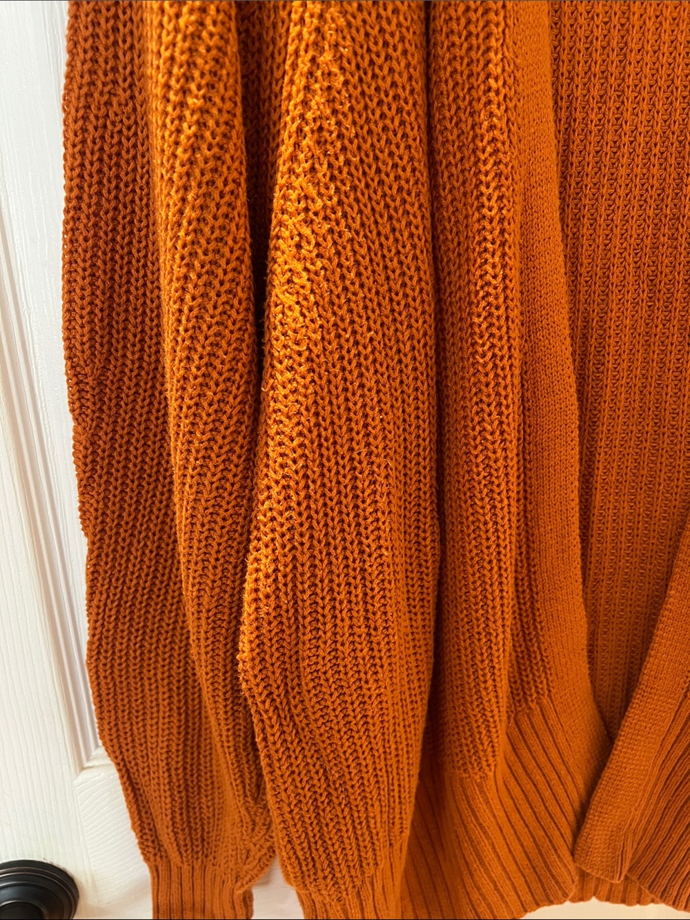 Urban Outfitters Burnt Orange Open-Front Chunky Knit Cardigan - Picture 4 of 7